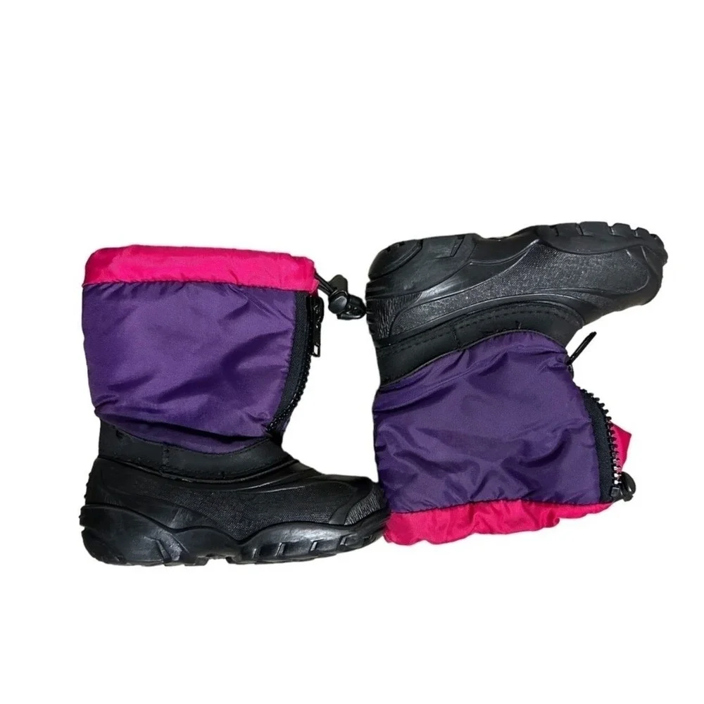 Kamik Kids Boots Purple Pink Waterproof Winter Snow Size 8 Zipper Bungee Toggle